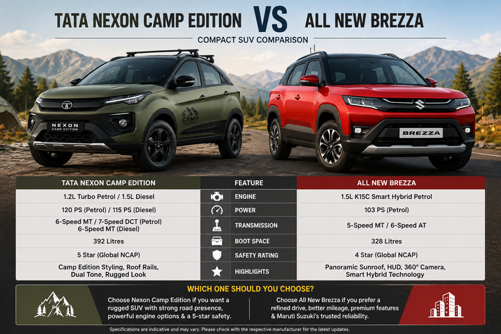 Tata Nexon vs Maruti Brezza: Explore Features, Safety, Performance & Technology